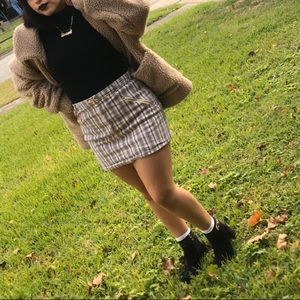 Plaid skirt tan/gold and white